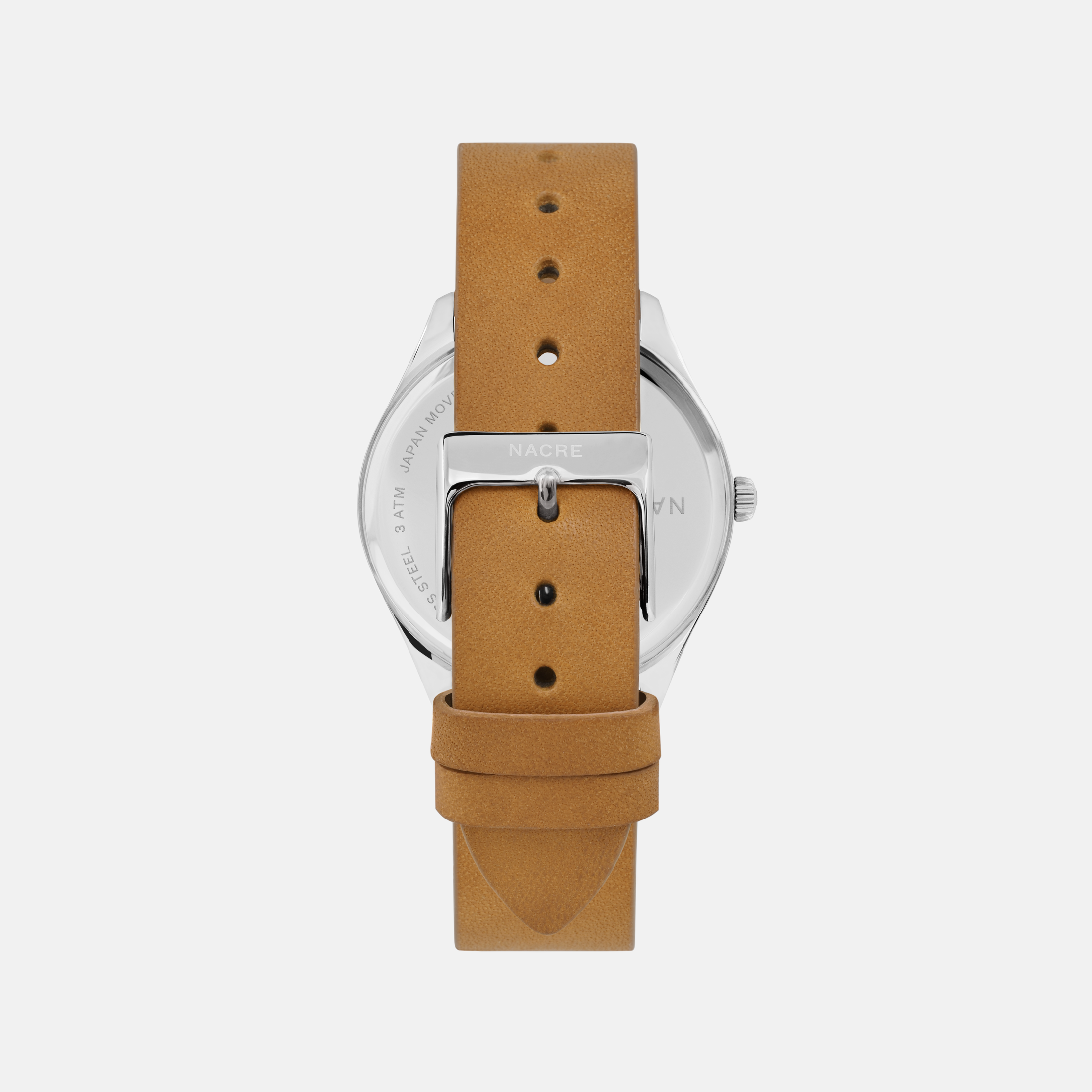 Lune 48 - Stainless Steel - Natural Leather